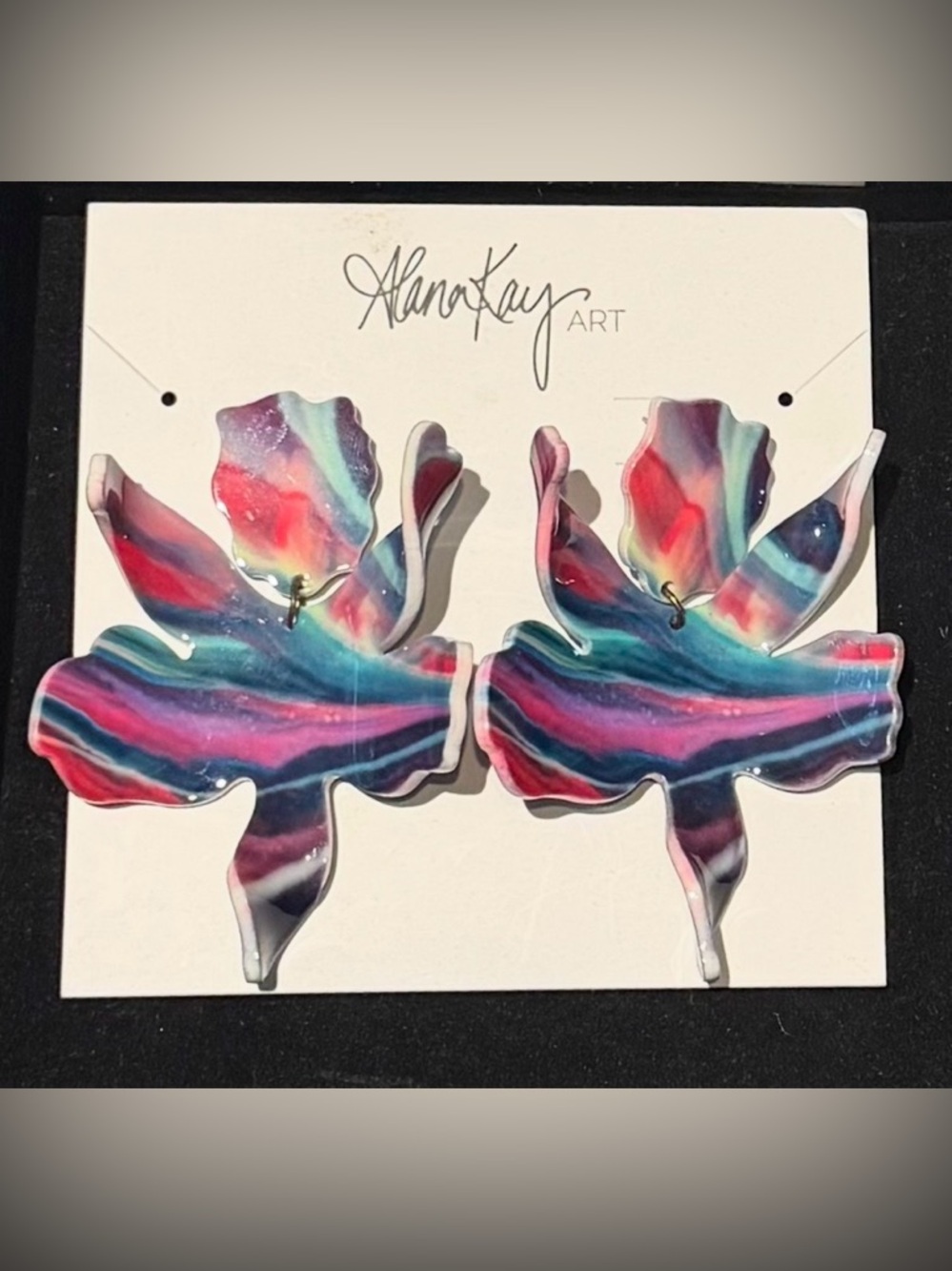 Alana Kay Art Acrylic Multicolor Orchid Statement Earrings